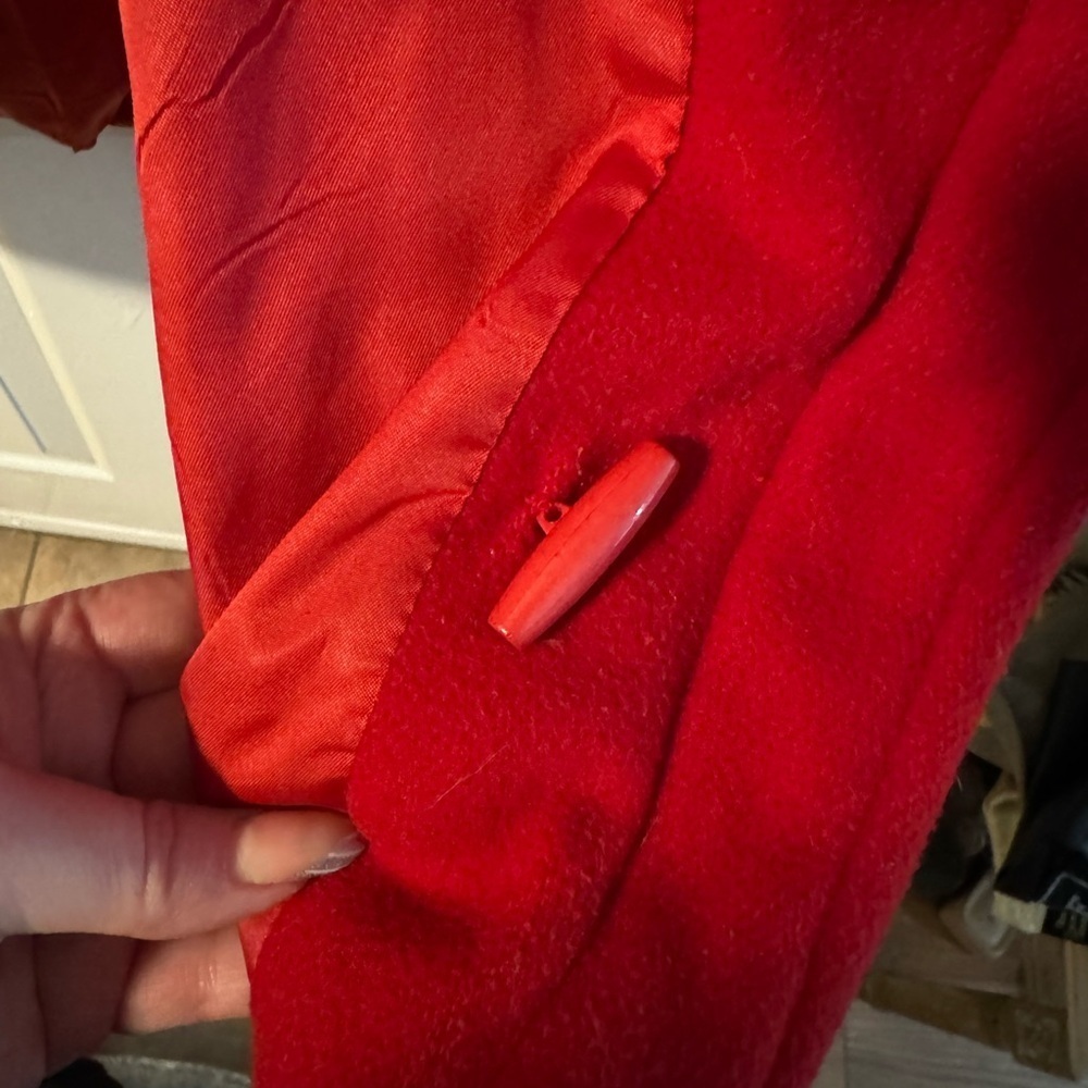 Mackintosh of New England 80’s Red Green Plaid Wool Hooded Coat Made USA Toggle - Picture 12 of 14